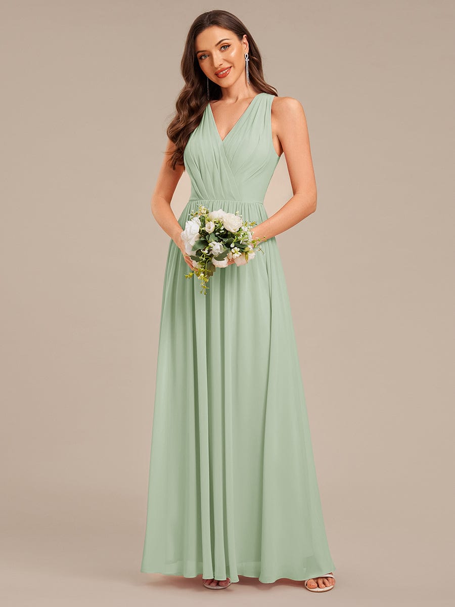 Appliqu¨¦ Chiffon Maxi Bridesmaid Dress #color_Mint Green