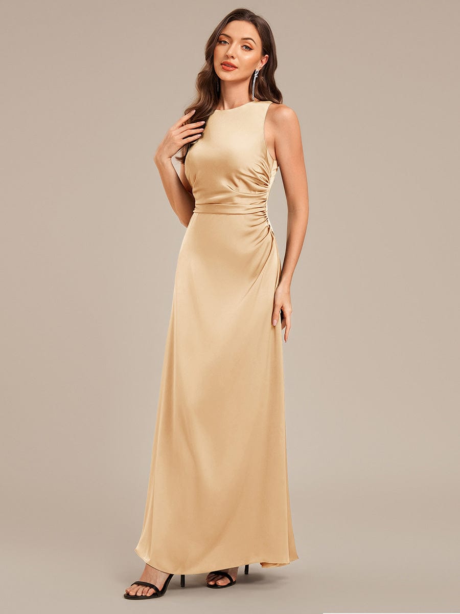 Backless Satin Sleeveless Evening Dress #color_Champagne