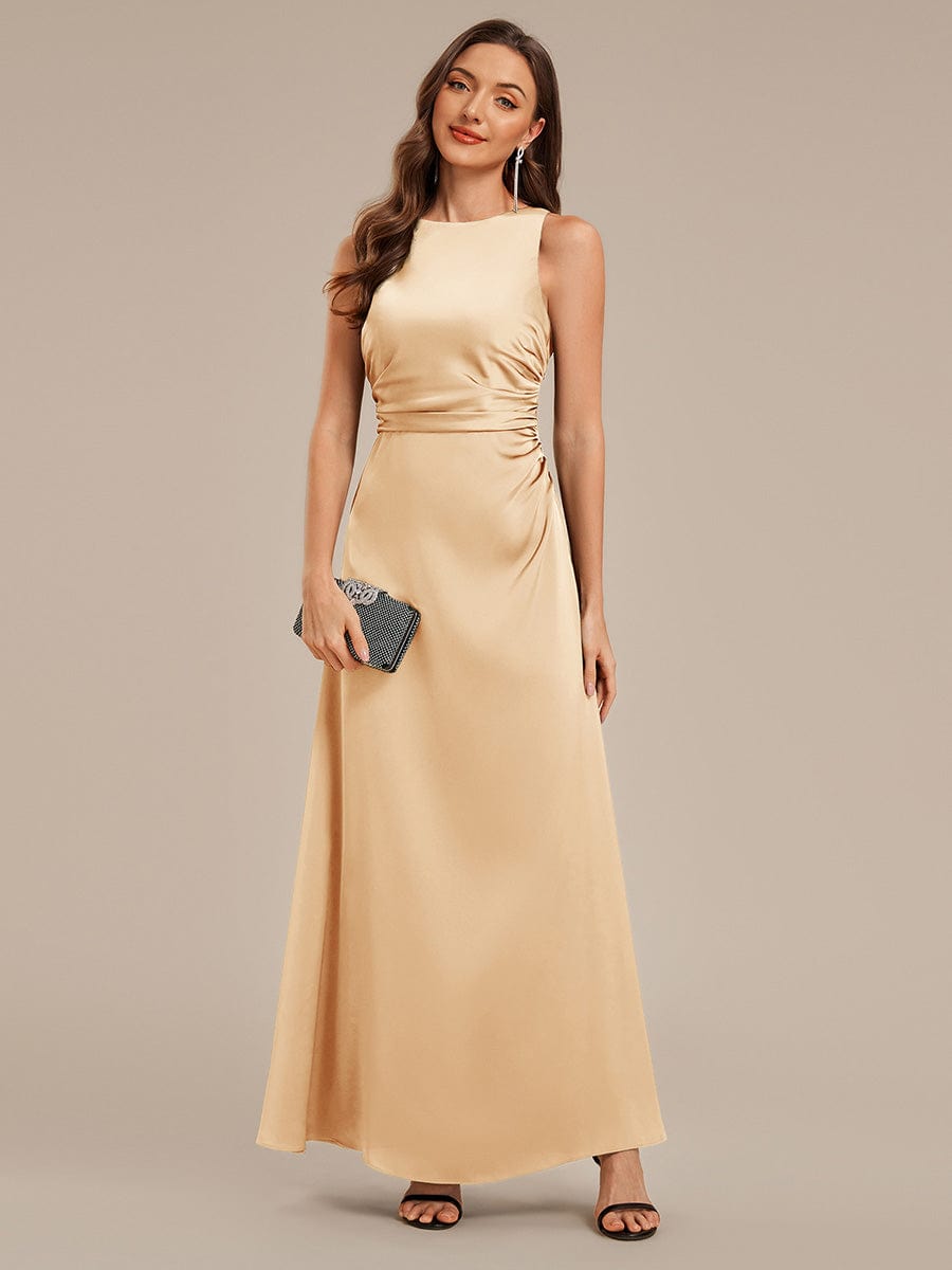 Backless Satin Sleeveless Evening Dress #color_Champagne