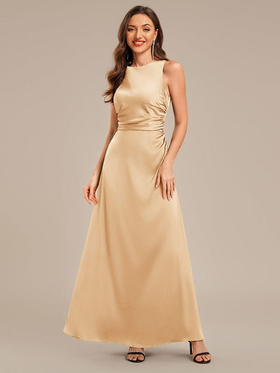 Backless Satin Sleeveless Evening Dress #color_Champagne