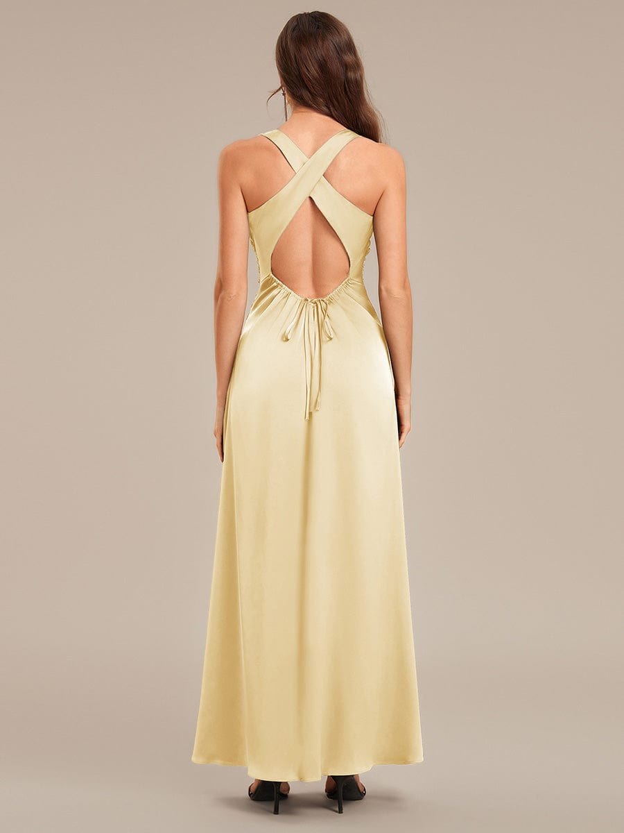 Backless Satin Sleeveless Evening Dress #color_Yellow