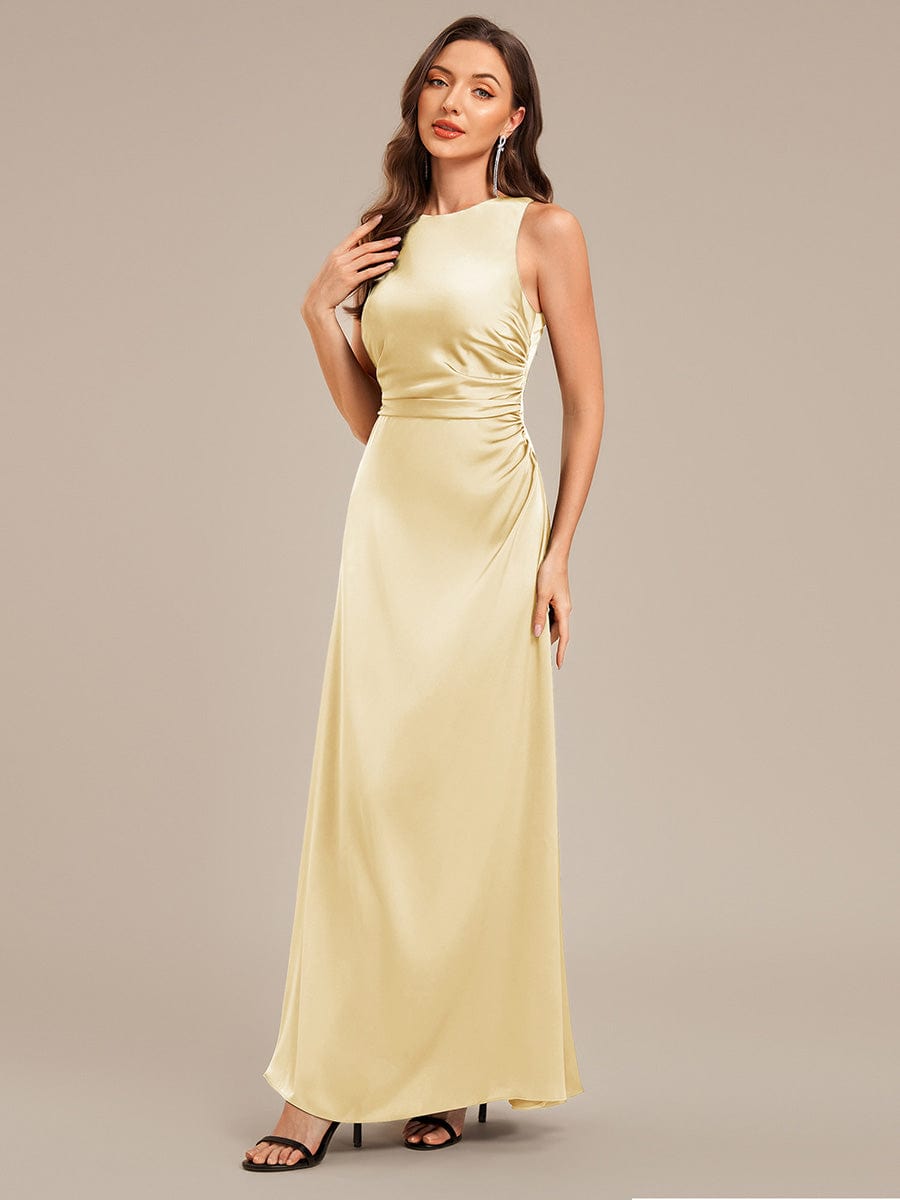 Backless Satin Sleeveless Evening Dress #color_Yellow