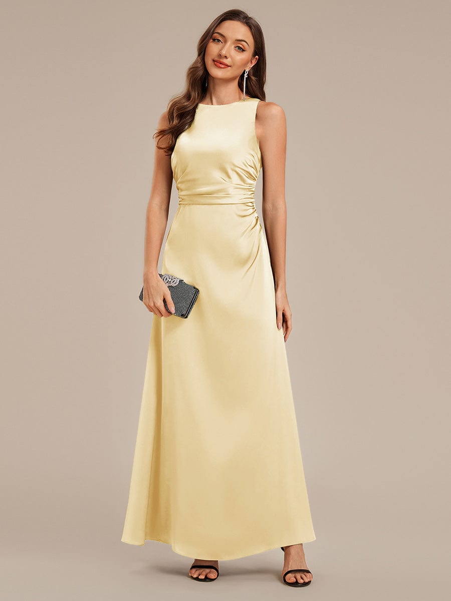 Backless Satin Sleeveless Evening Dress #color_Yellow