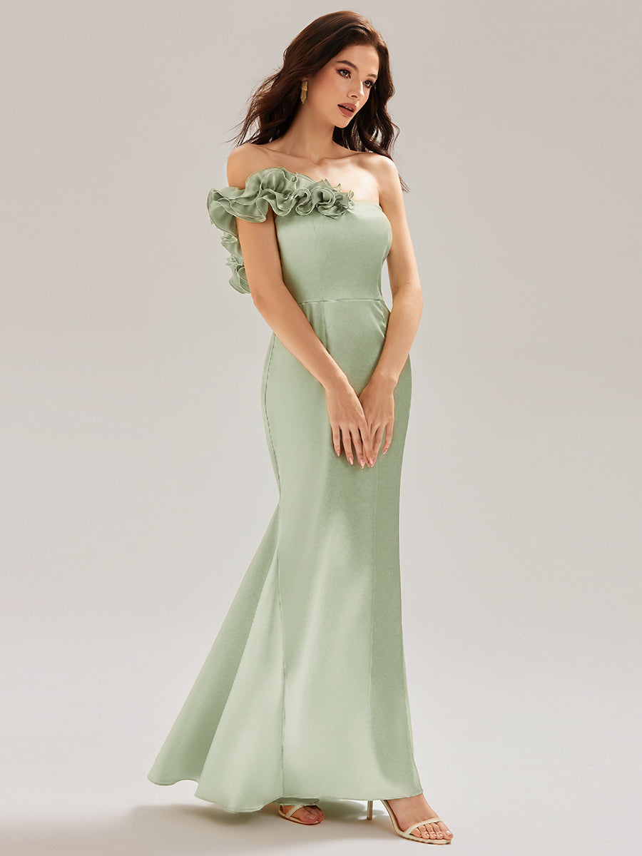 Sequin Ruffle Sleeve Evening Dress #color_Mint Green
