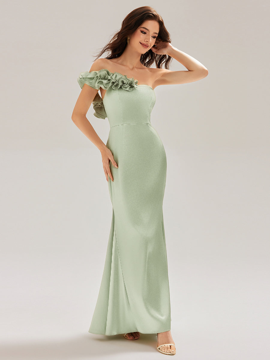 Sequin Ruffle Sleeve Evening Dress #color_Mint Green