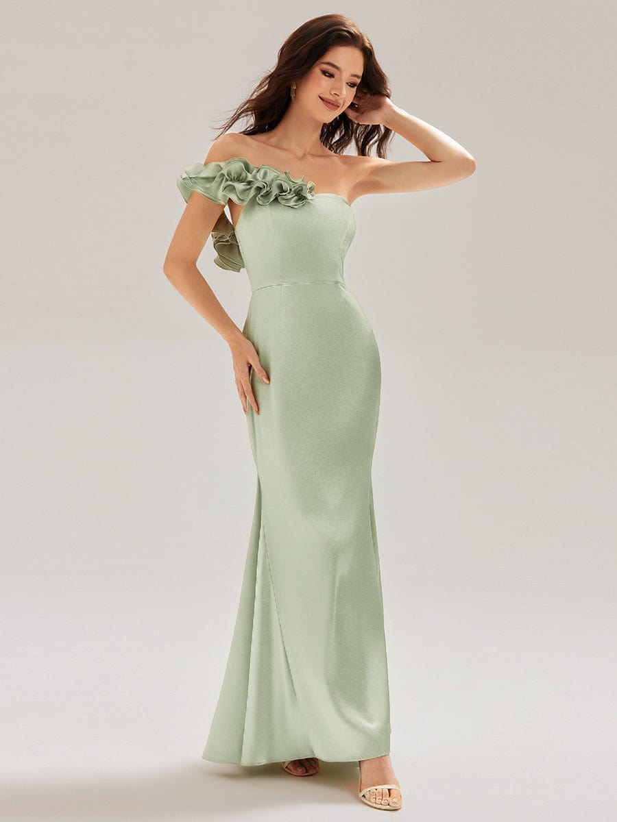 Sequin Ruffle Sleeve Evening Dress #color_Mint Green