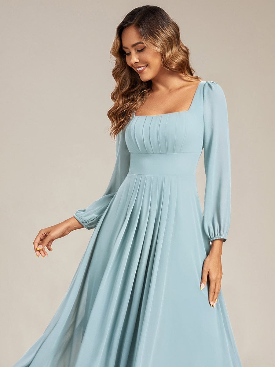 See-through Chiffon Lantern Sleeve Bridesmaid Dress #color_Sky Blue