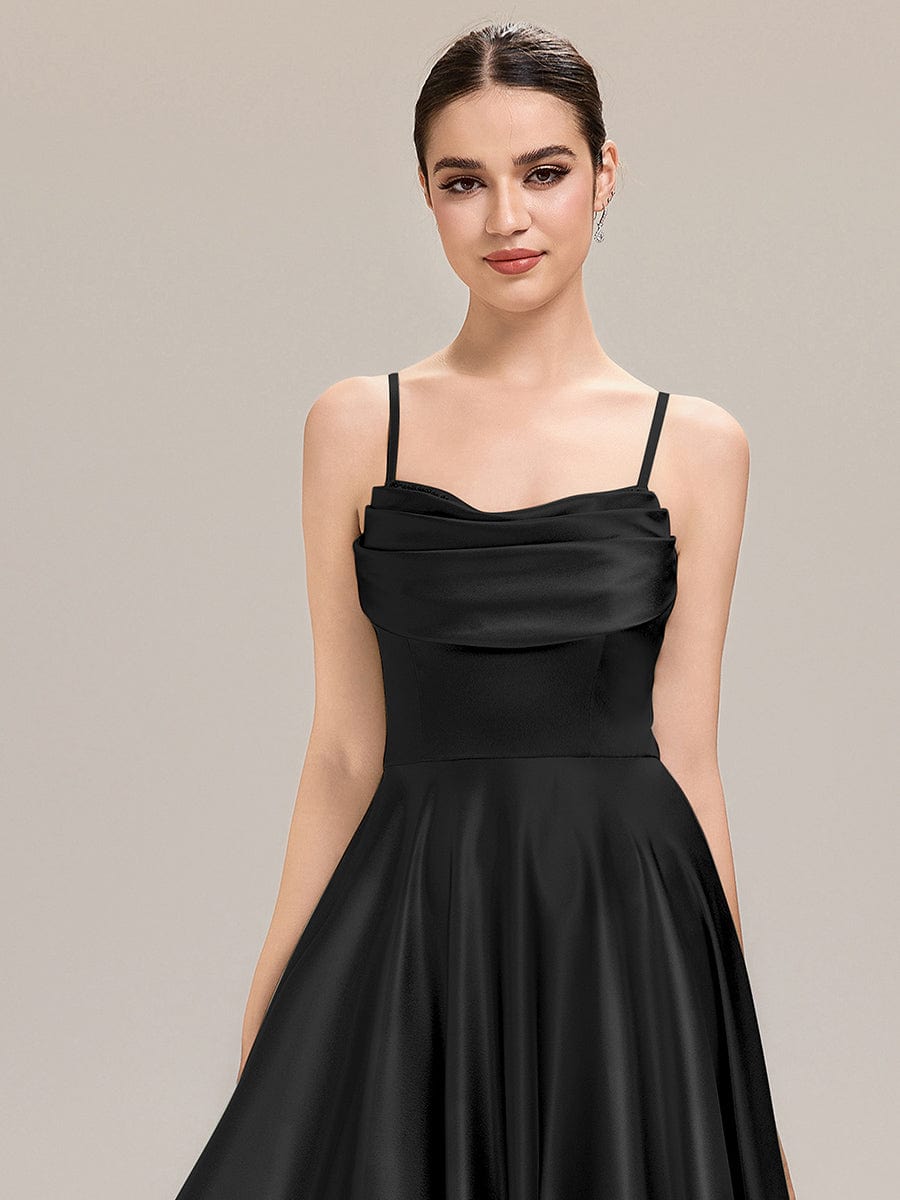 Rhinestone Embellished Satin Sleeveless Bridesmaid Dress #color_Black