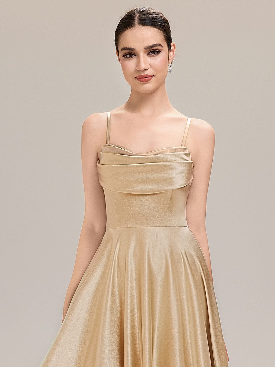 Rhinestone Embellished Satin Sleeveless Bridesmaid Dress #color_Champagne