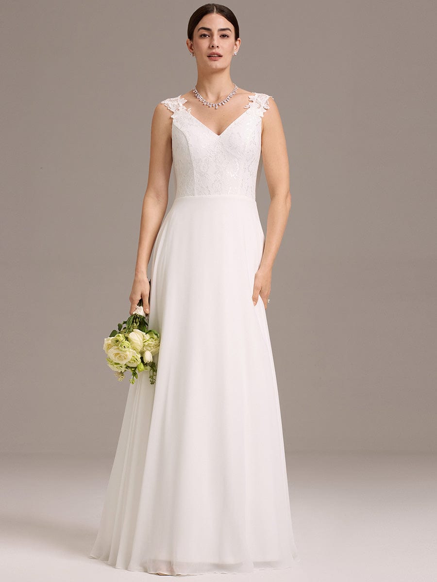 Boho Low Back Wedding Dress #color_White