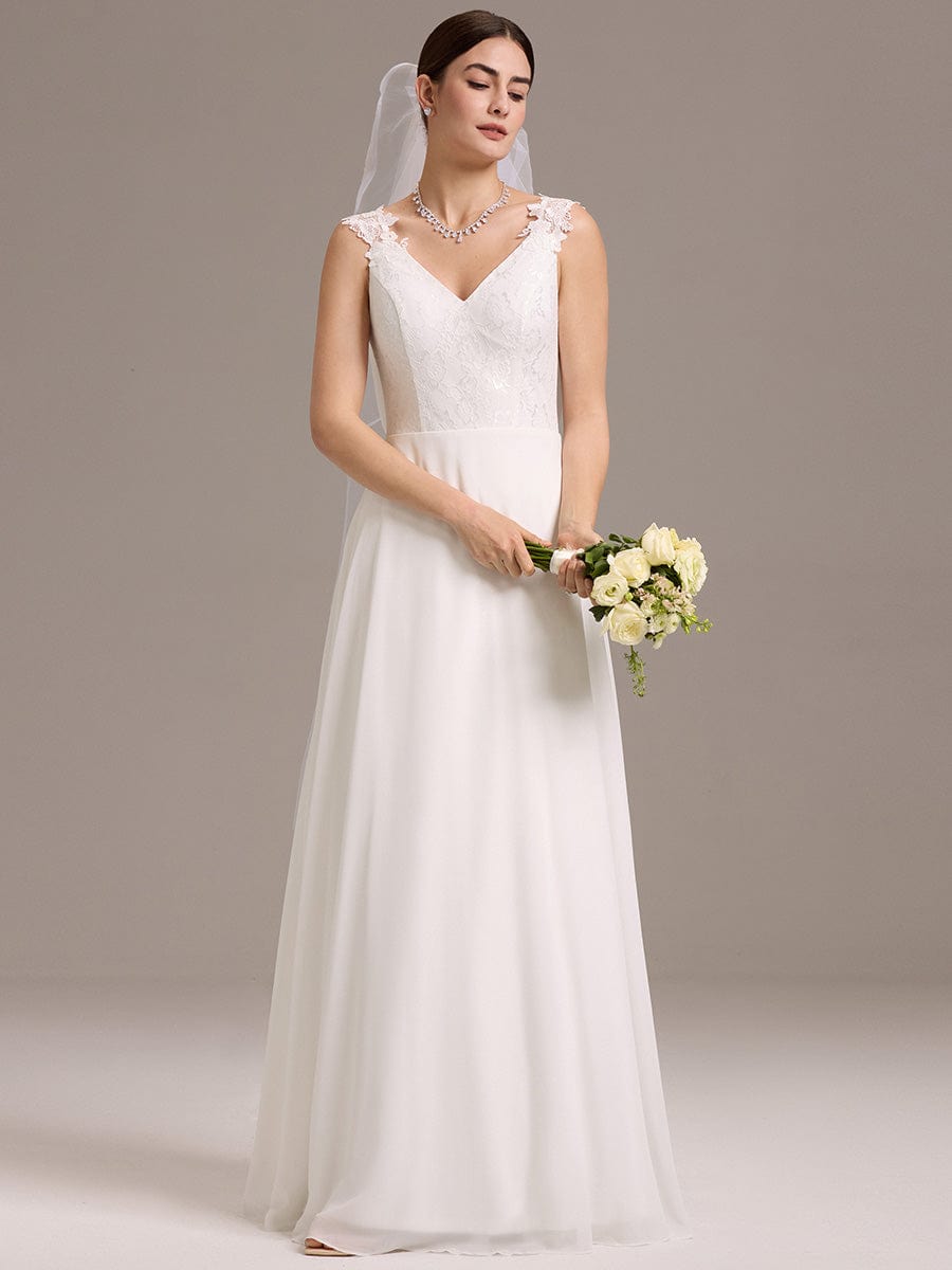 Boho Low Back Wedding Dress #color_White