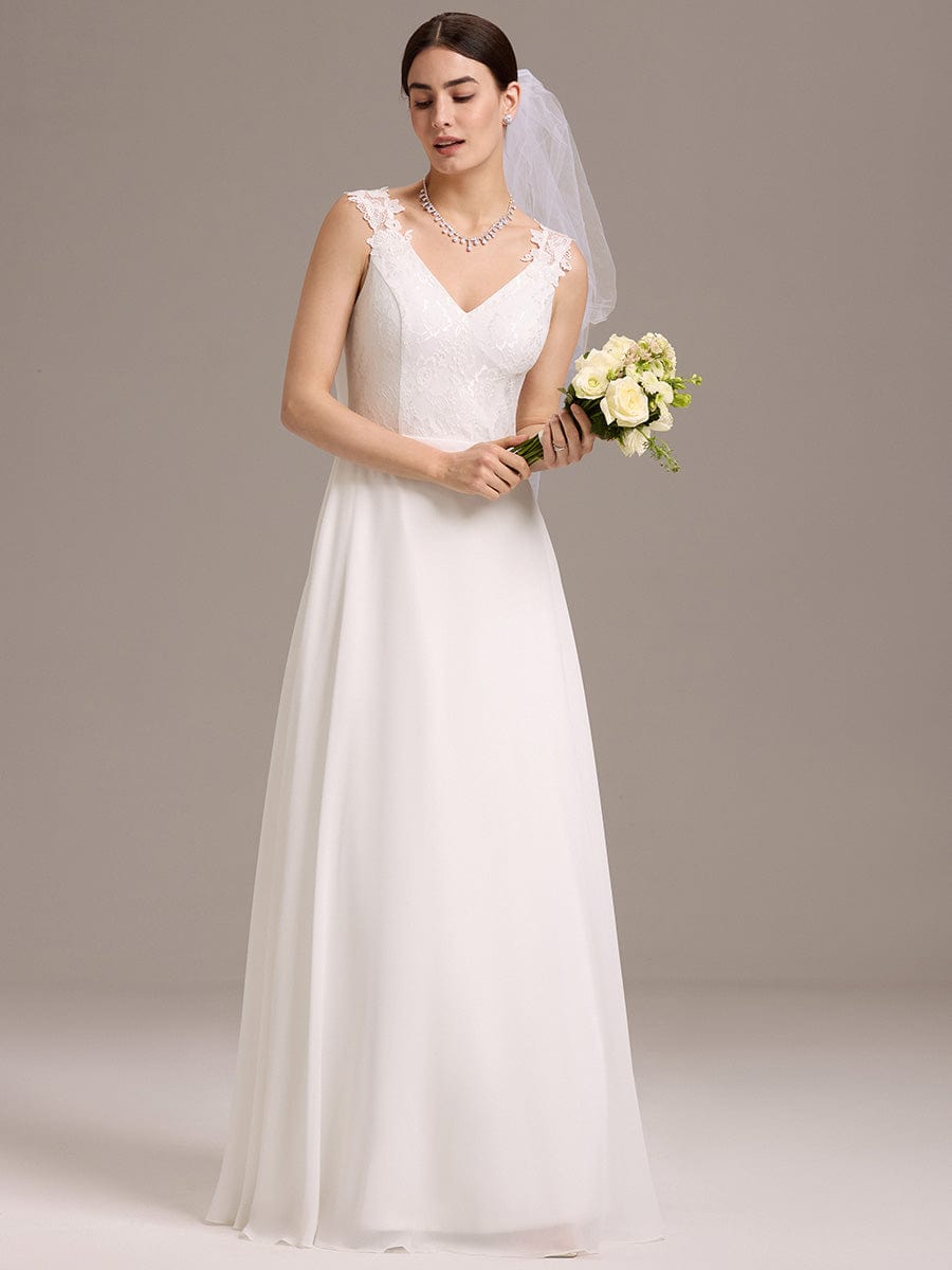 Boho Low Back Wedding Dress #color_White