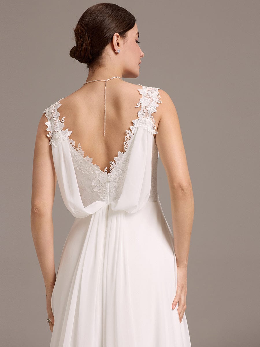 Boho Low Back Wedding Dress #color_White