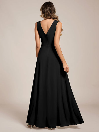 Elegant Side Slit Bridesmaid Dress #color_Black