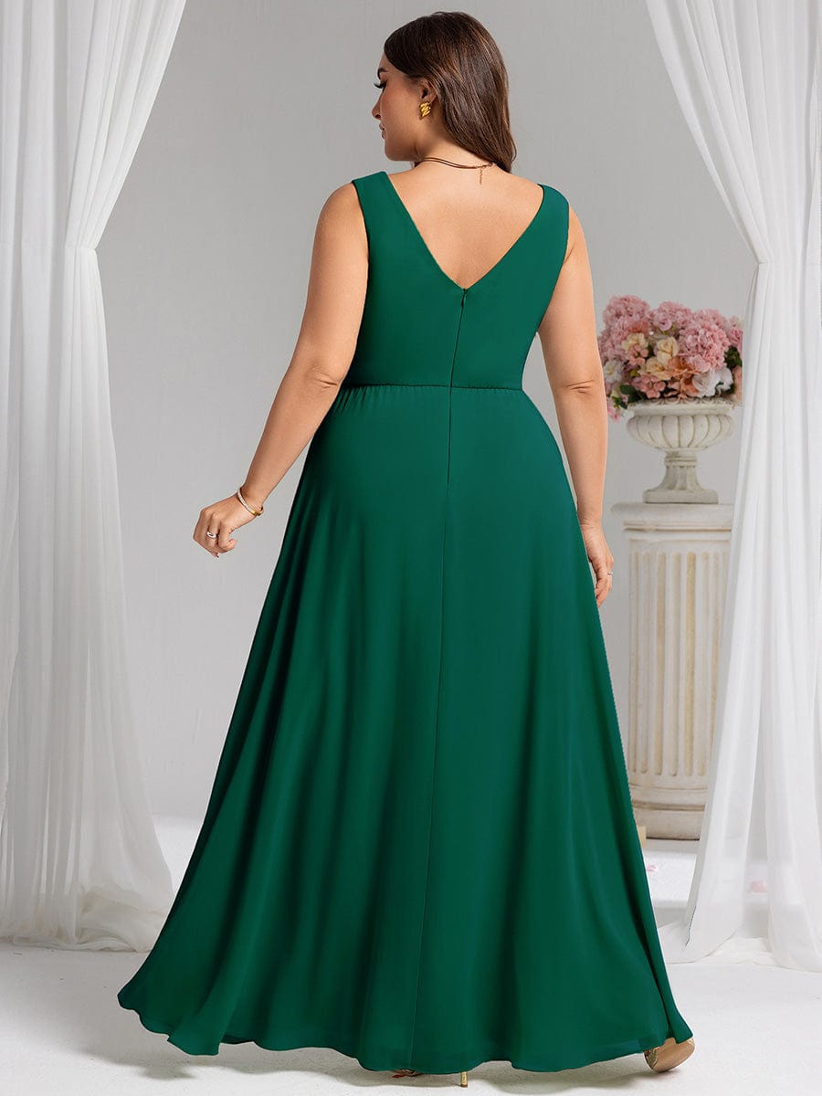 Elegant Side Slit Bridesmaid Dress #color_Dark Green