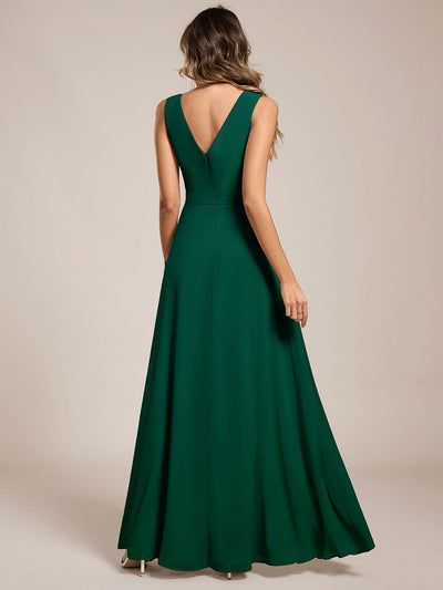 Elegant Side Slit Bridesmaid Dress #color_Dark Green