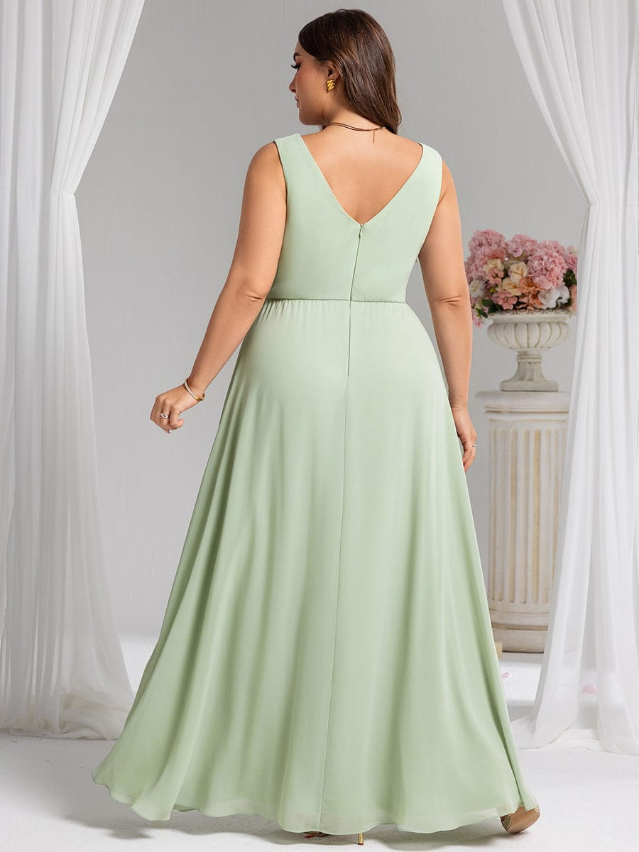 Elegant Side Slit Bridesmaid Dress #color_Mint Green