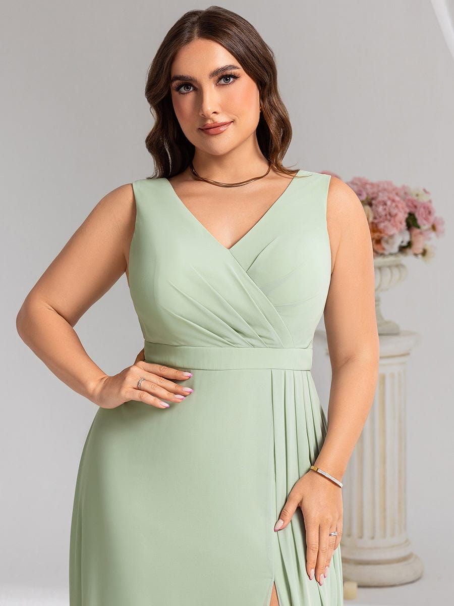 Elegant Side Slit Bridesmaid Dress #color_Mint Green