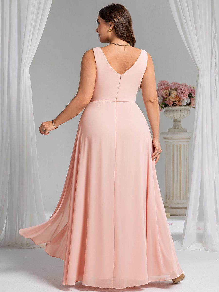 Elegant Side Slit Bridesmaid Dress #color_Pink