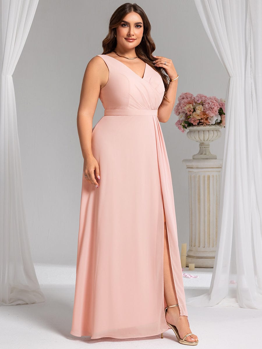Elegant Side Slit Bridesmaid Dress #color_Pink