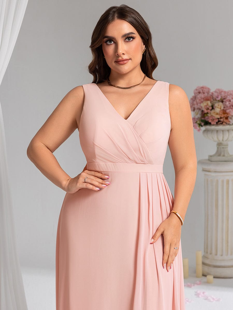 Elegant Side Slit Bridesmaid Dress #color_Pink