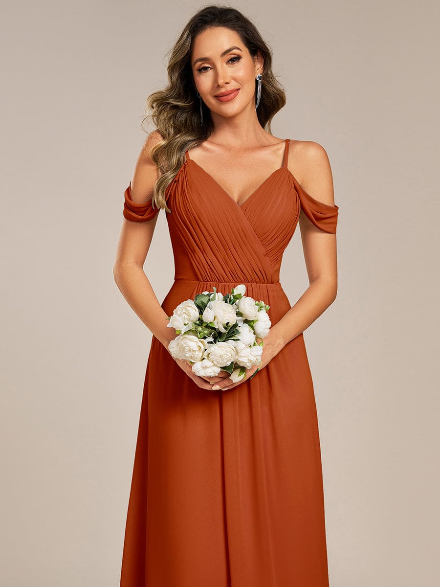 Blackless See-through Bridesmaid Dress #color_Burnt Orange