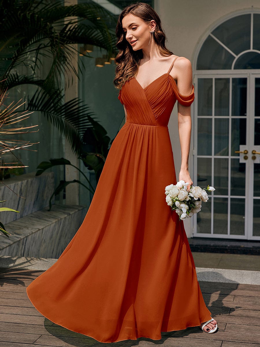 Blackless See-through Bridesmaid Dress #color_Burnt Orange