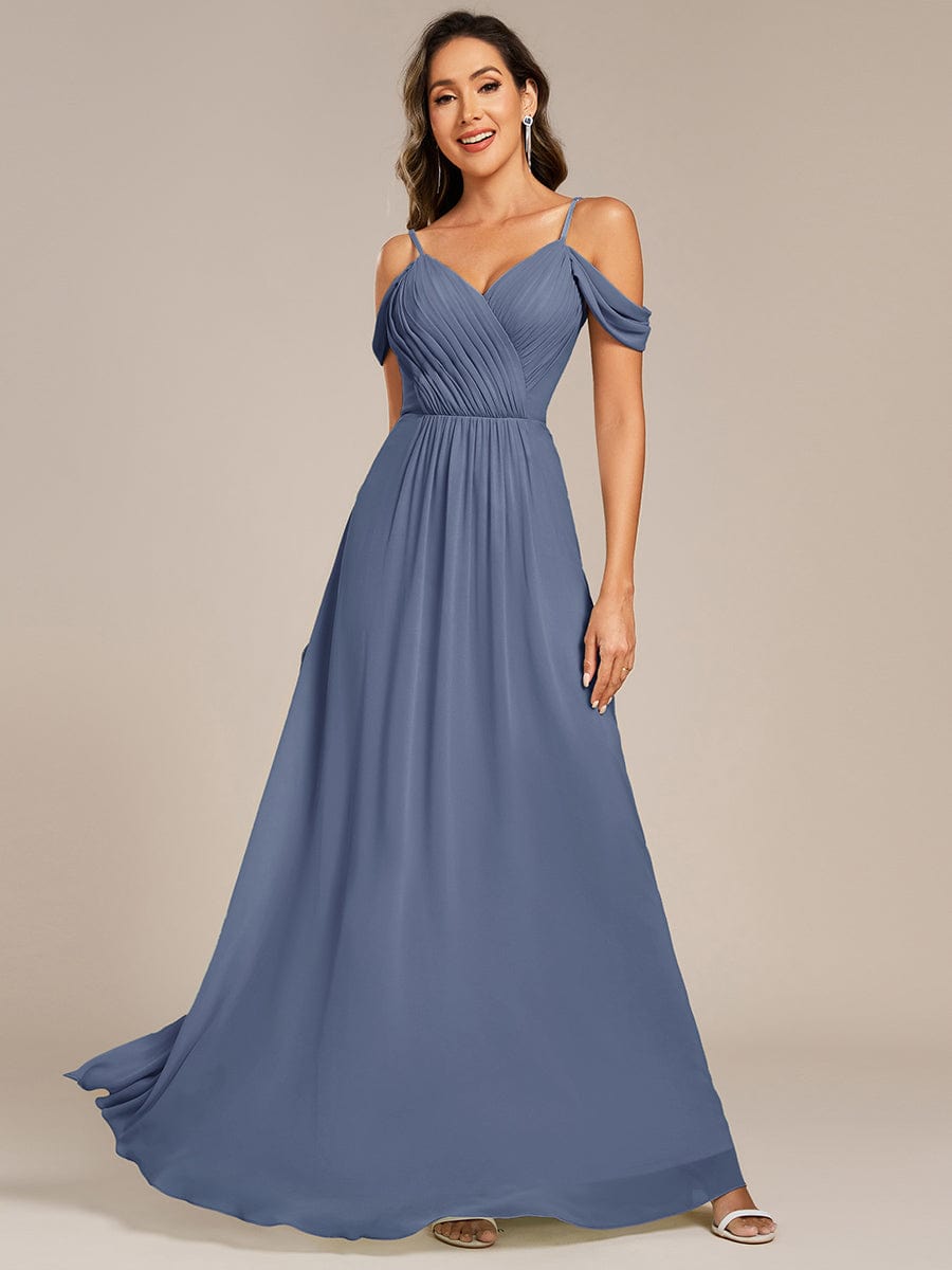 Blackless See-through Bridesmaid Dress #color_Dusty Blue
