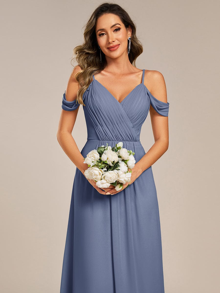 Blackless See-through Bridesmaid Dress #color_Dusty Blue