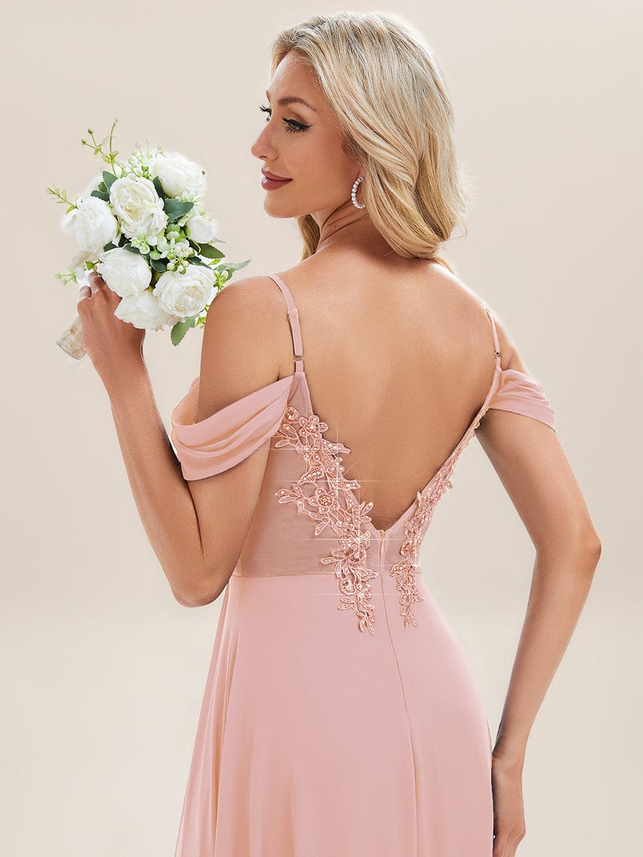 Blackless See-through Bridesmaid Dress #color_Pink
