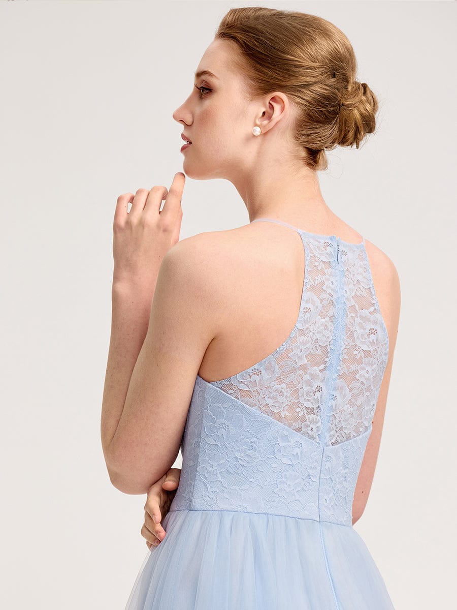 Applique Sleeveless Tulle Bridesmaid Dress #color_Ice Blue