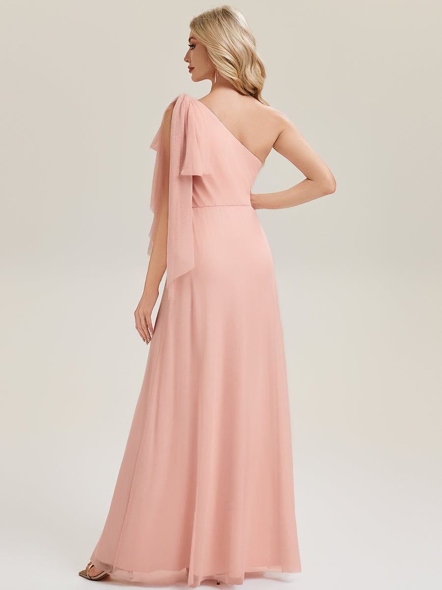 One Shoulder Multiway Bridesmaid Dress with Flowing Ribbon #color_Pink