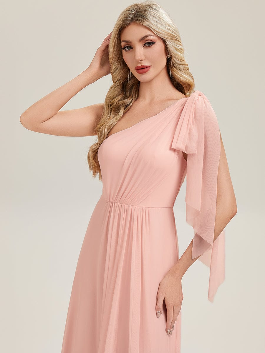 One Shoulder Multiway Bridesmaid Dress with Flowing Ribbon #color_Pink