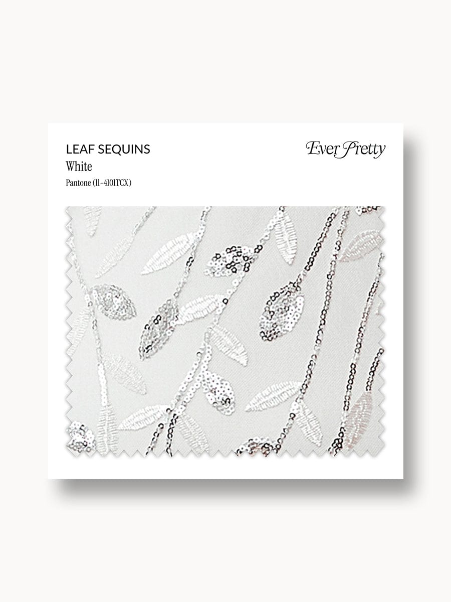 Ever-Pretty Leaf Sequin Swatch #Color_White