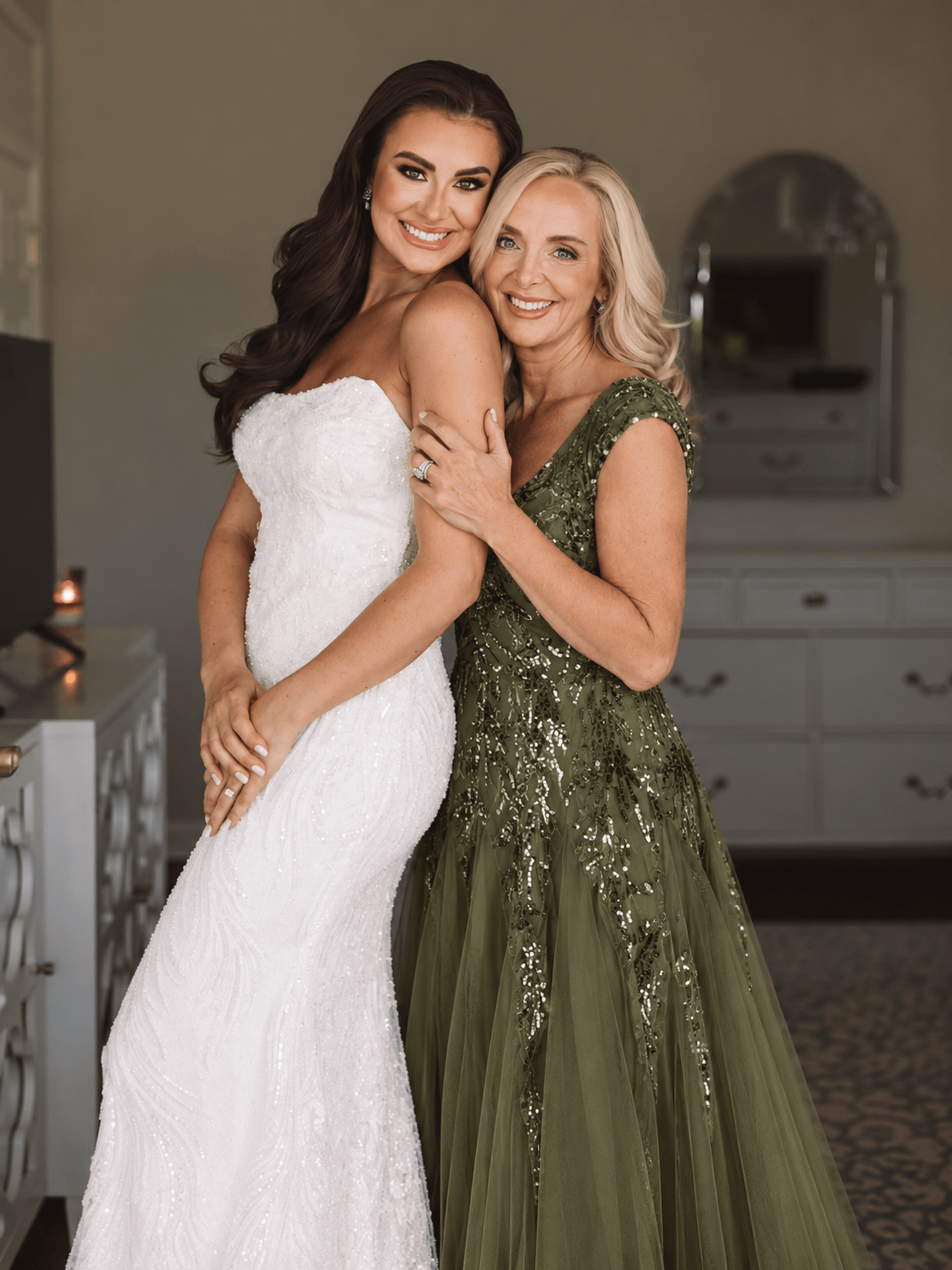 Embroidered Sequin Cap Sleeve Dress #color_Olive Green