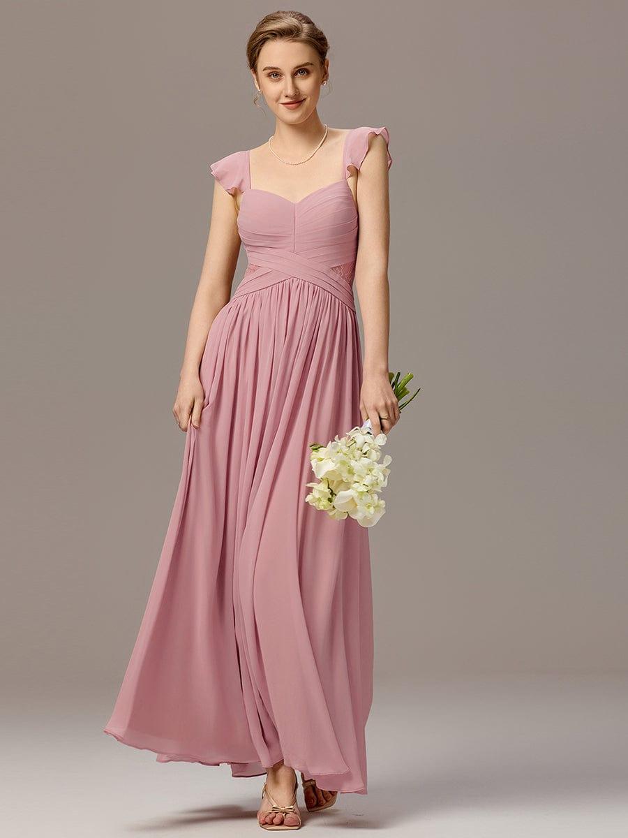 V-Neck Bandage Stringy Selvedge Maxi Bridesmaid Dress #color_Dusty Rose