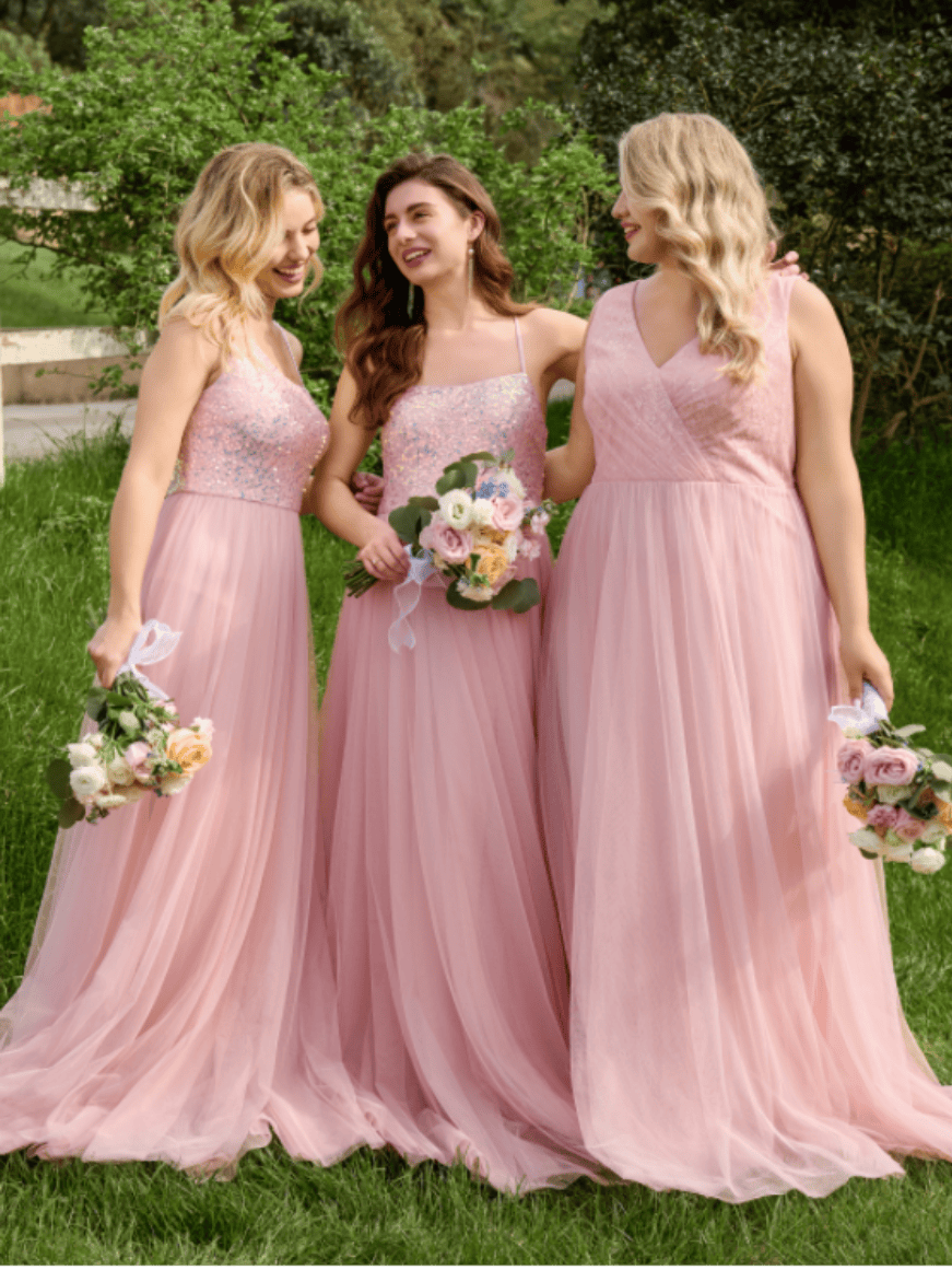 Pink Bridesmaid Dresses Mixed Styles
