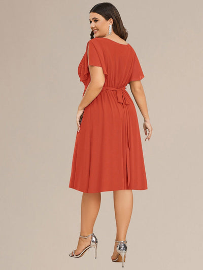 Tie-Waist Midi Bridesmaid Dress #color_Burnt Orange