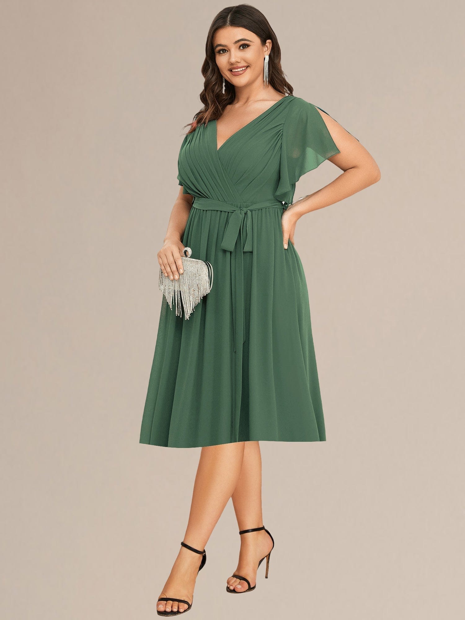Tie-Waist Midi Bridesmaid Dress #color_Eucalyptus Green