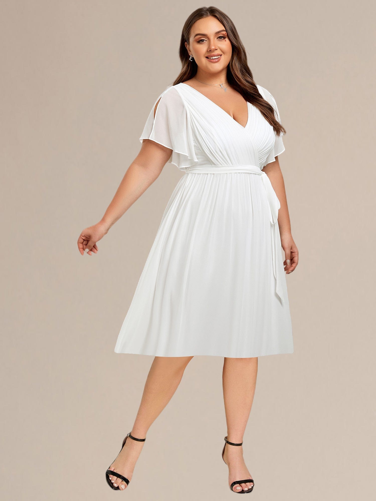 Tie-Waist Midi Bridesmaid Dress #color_White
