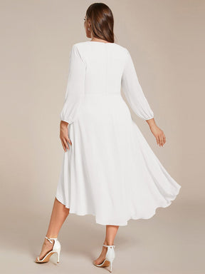 Custom Size Elegant Long Sleeve V-Neck High Low Chiffon Wedding Guest Dress