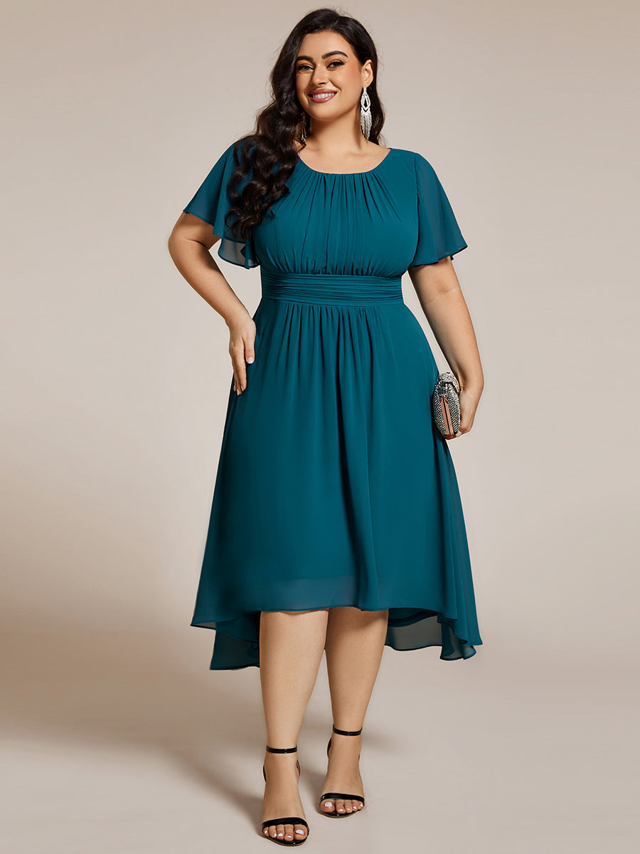 ever EDEN|Flowy Chiffon Round Neckline A-Line Midi Wedding Guest Dress #color_Teal