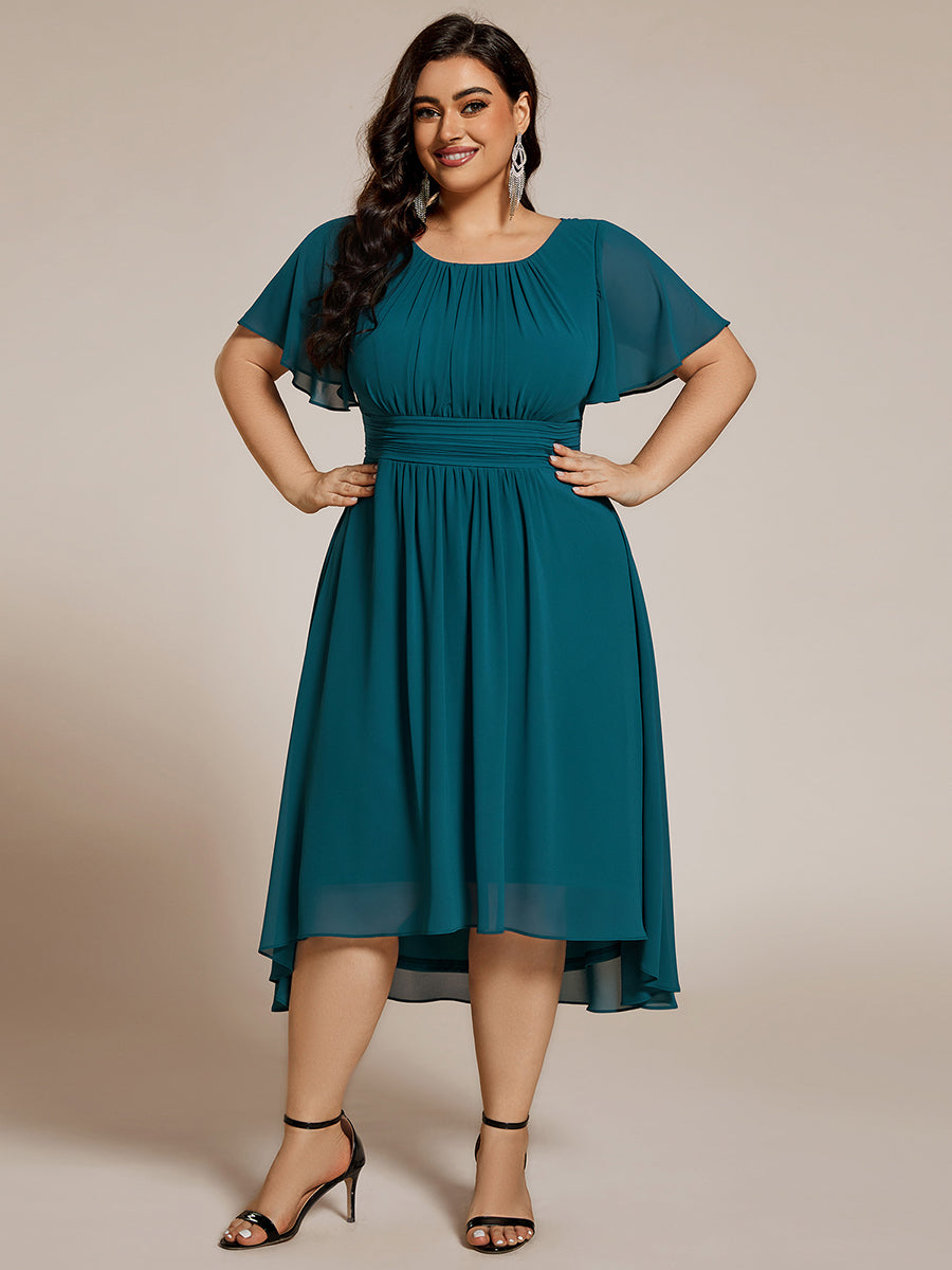 ever EDEN|Flowy Chiffon Round Neckline A-Line Midi Wedding Guest Dress #color_Teal