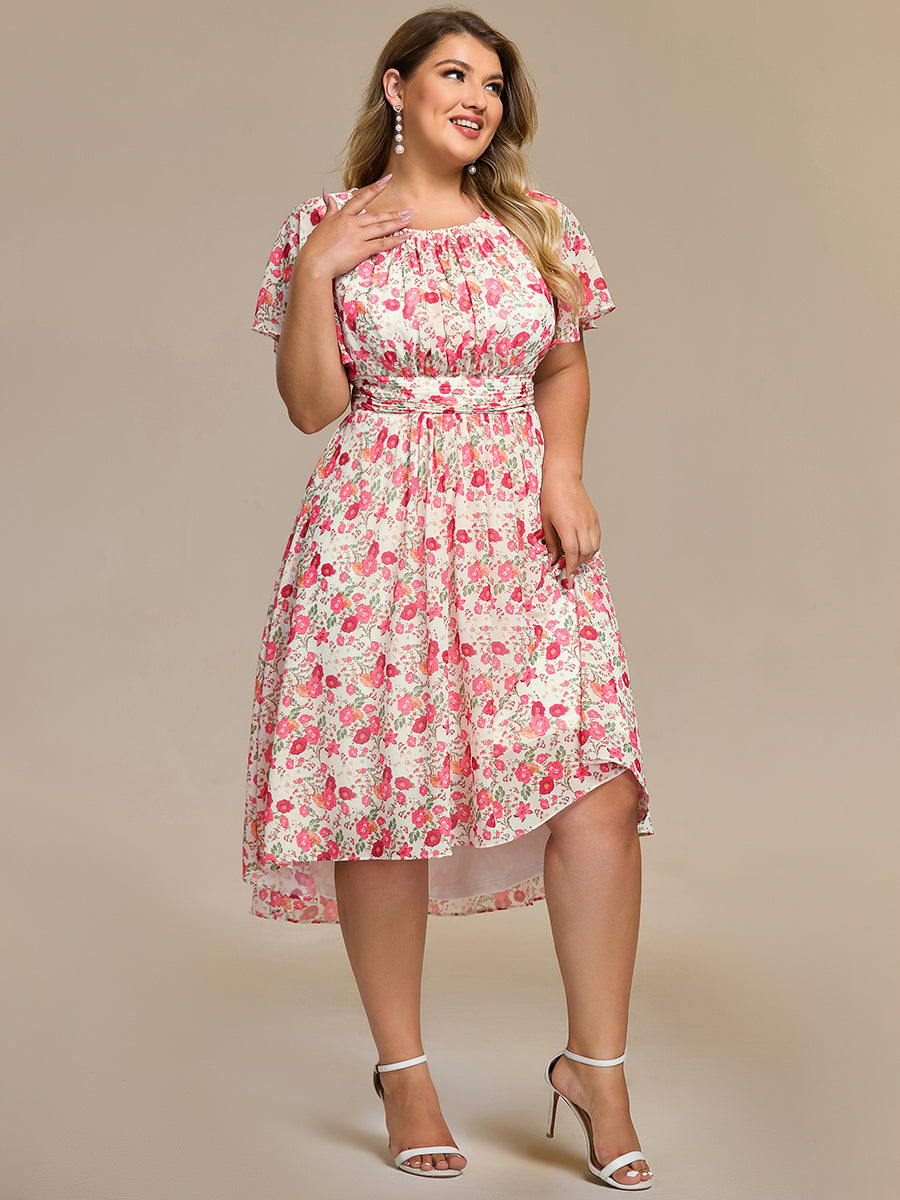 ever EDEN|Flowy Chiffon Round Neckline A-Line Midi Wedding Guest Dress #color_White Red