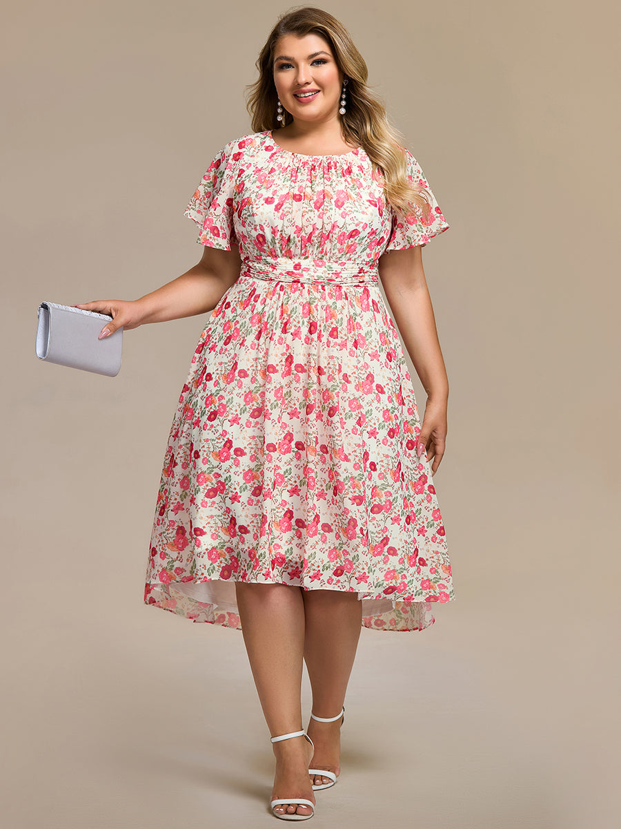 ever EDEN|Flowy Chiffon Round Neckline A-Line Midi Wedding Guest Dress #color_White Red