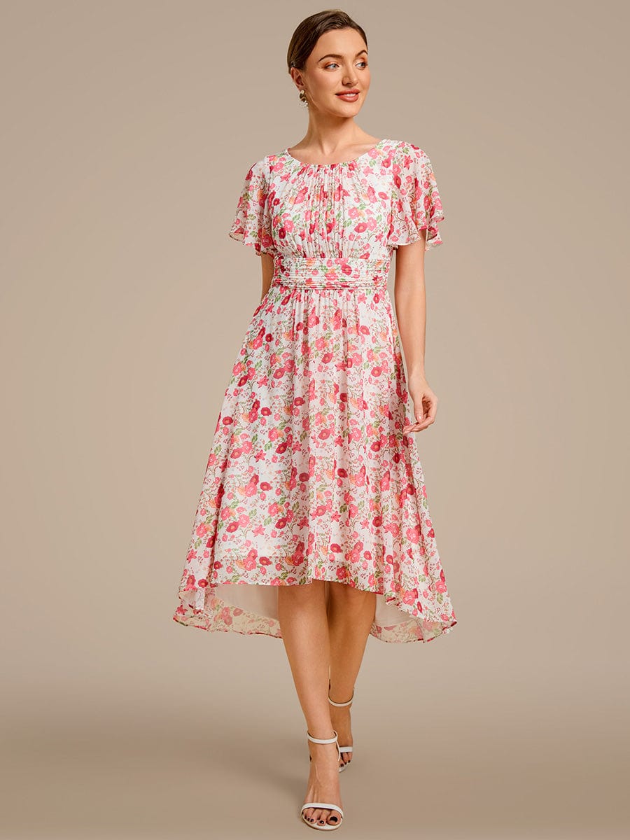 ever EDEN|Flowy Chiffon Round Neckline A-Line Midi Wedding Guest Dress #color_White Red