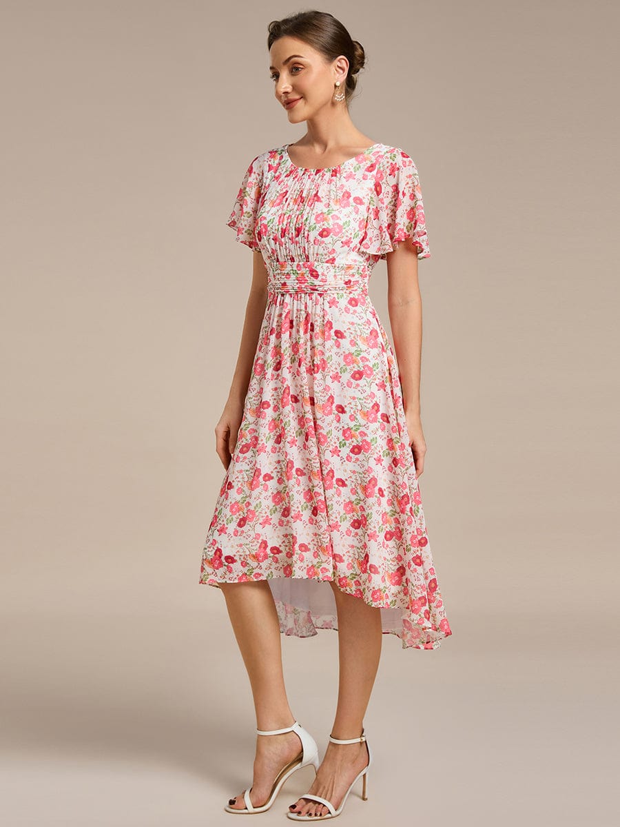 ever EDEN|Flowy Chiffon Round Neckline A-Line Midi Wedding Guest Dress #color_White Red