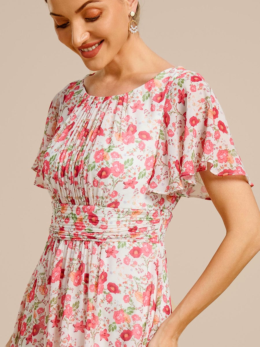 ever EDEN|Flowy Chiffon Round Neckline A-Line Midi Wedding Guest Dress #color_White Red