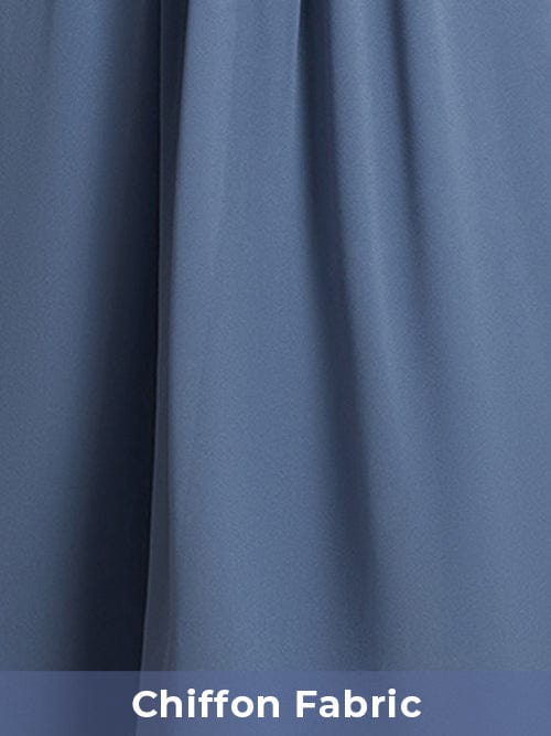 pretty DAHLIA|Plus Size V-Neck Chiffon Midi Wedding Guest Dress with Waist Applique(Final Sale) More Details 3