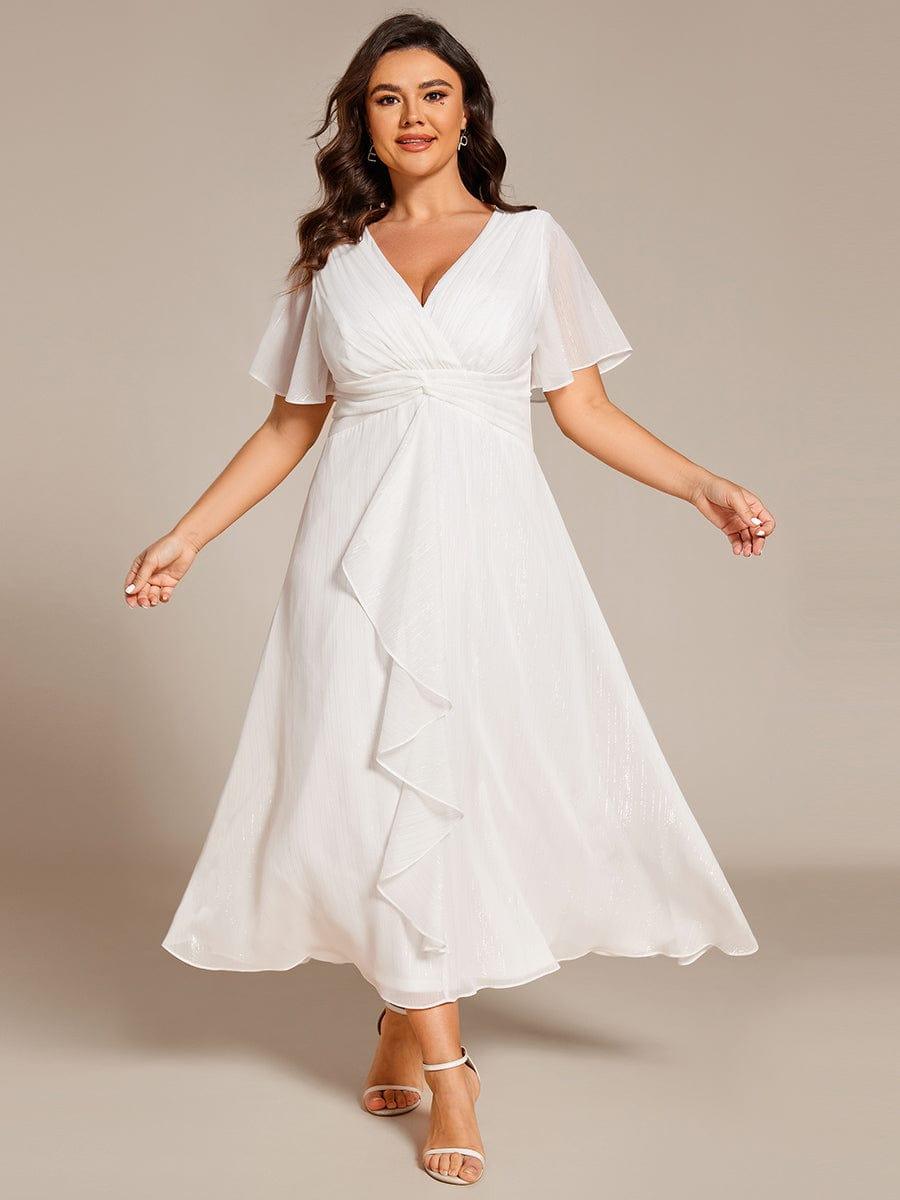 Glitter A-Line Midi Wedding Guest Dress #color_Cream